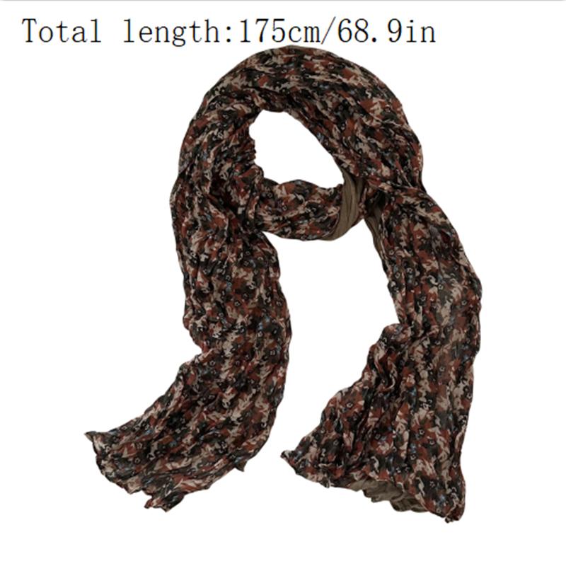 Retro Ethnic Style Warm Cold-Proof Scarf Women Floral Crumpled Silk Cotton Linen Scarf Long Folds Shawl  Headscarf Gifts