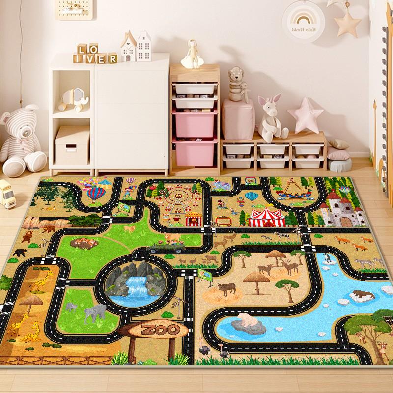 Children Traffic Road Play Living Room Carpet Decoration Home Non-slip Soft Rug Bedroom Bedside Foldable Plush Floor Mat Tatami