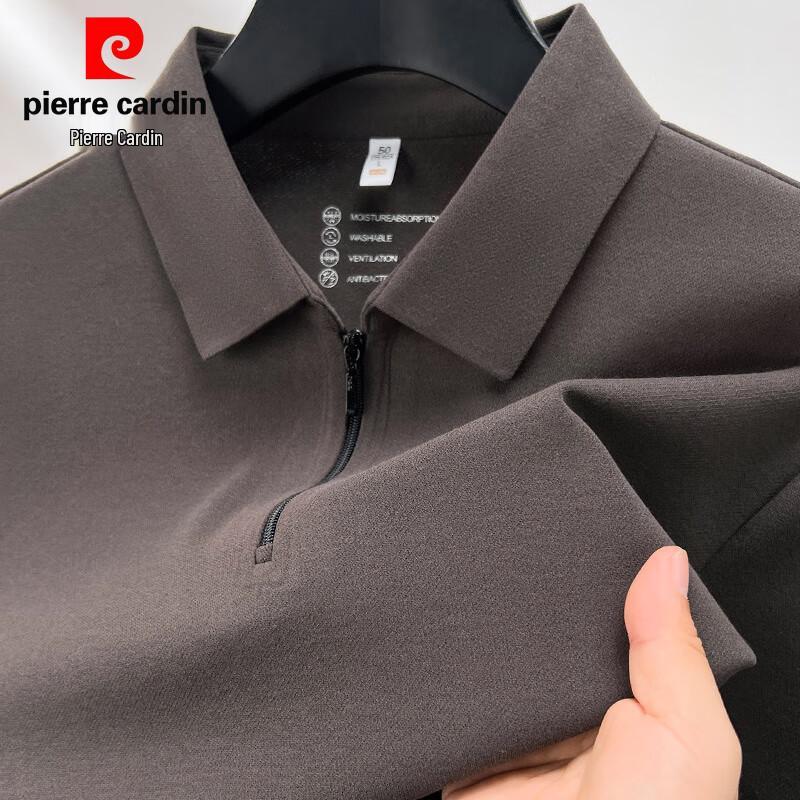 Pierre Cardin Men's Long Sleeve Zippered Polo Shirt