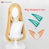 Anime Zelda Cosplay Princess Cosplay Wig 35cm/72cm Golden Yellow Pre Braid Women Wigs Heat Resistant Synthetic Hair + Wig Cap