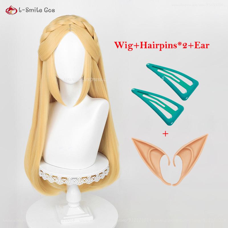 Anime Zelda Cosplay Princess Cosplay Wig 35cm/72cm Golden Yellow Pre Braid Women Wigs Heat Resistant Synthetic Hair + Wig Cap