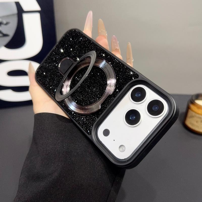 For IPhone 18 Pro Max 17 16 15 14 13Pro Luxury Sparkling Rhinestone Kickstand Glitter Magnetic Phone Case Shockproof Anti Scratch Protective Cover
