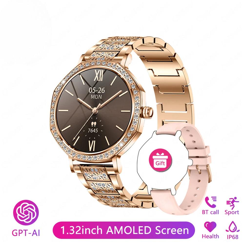 1.27 inch  Screen Fashion Ladies Smart Watch Screen Always Display Bluetooth Call Smartwatch Metal Body Small Screen Watch