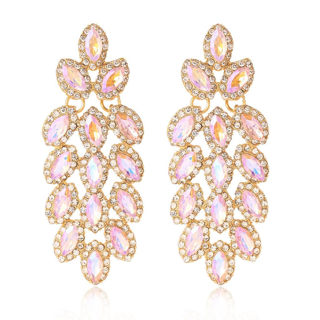 Crystal Drop Earrings With Tassel For Women Bridal Jewelry