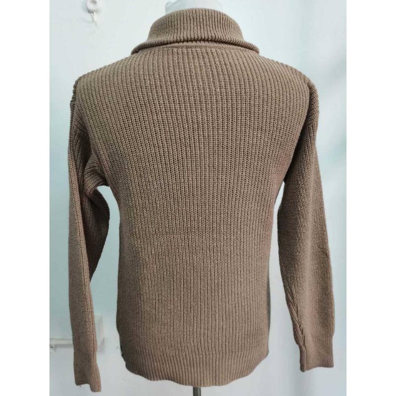 Men Half Zipper Stand Collar Long Sleeve Thick Knit Casual Pullover Sweater