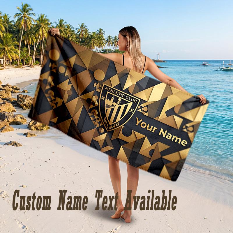 Athletic Bilbao FC Design Beach Towel Custom Text Large Towel for Beach Vacation