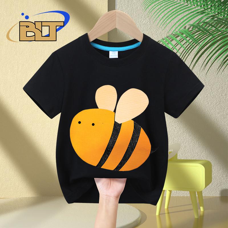 Little Bee Printed Kids T-shirt Summer Children's Pure Cotton Short-sleeved Casual Tops Boys and Girls Gifts