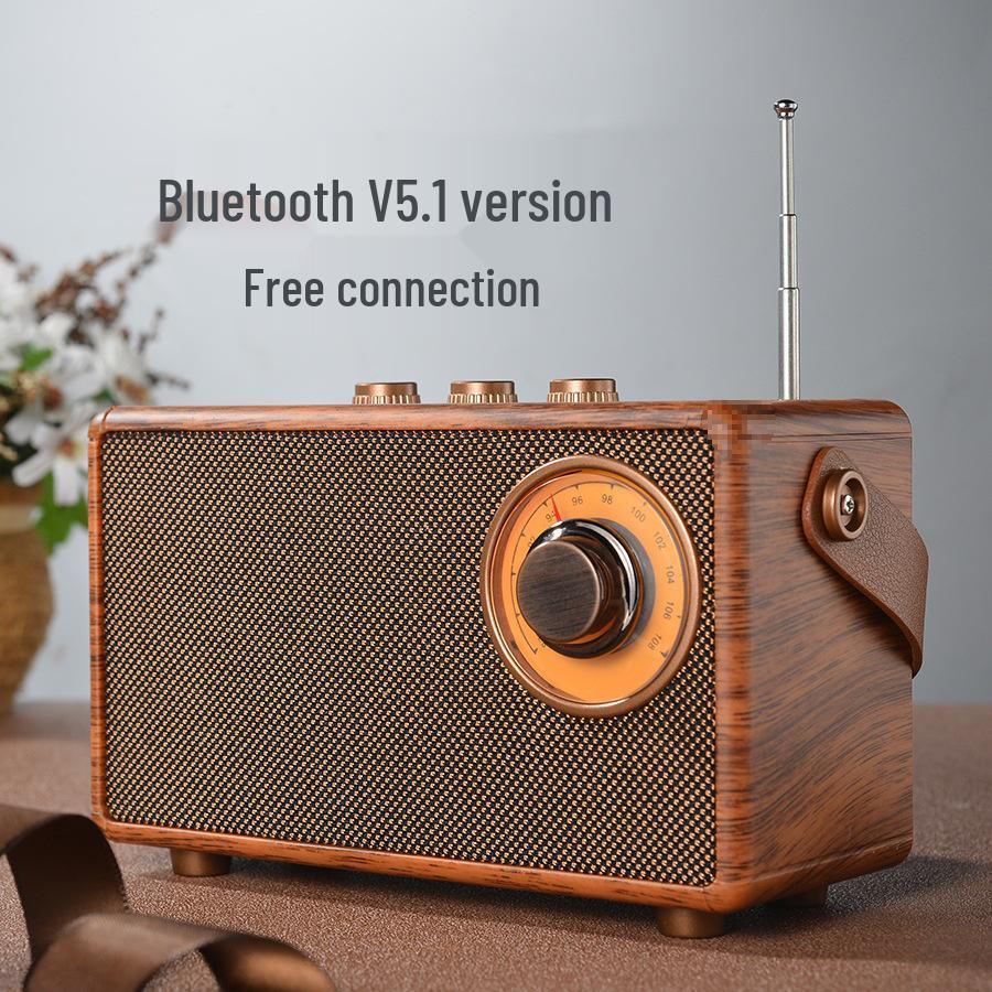 AS23 Retro Bluetooth Speaker with FM Radio, Card Slot, Portable Design for Home and Elderly Use