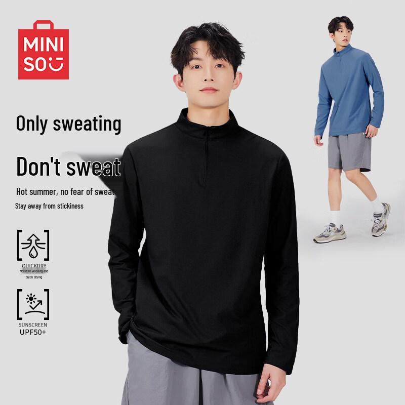 MINISO Men s Quick-Dry Half-Zip Long Sleeve T-Shirt 2XL