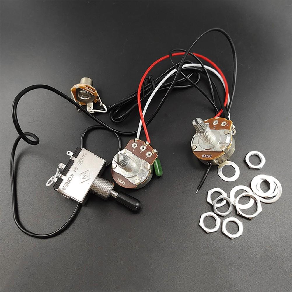 Electric Guitar Wiring Harness Kit 3 Way Toggle Switch 1 Volume 1 Tone 500K Pots