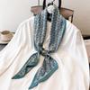Women Silk Printed Design Scarf Shawl  Luxury Long Narrow Small Silk Scarves Ladies Headband Headscarve
