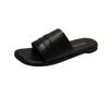 Silver pleated word with cool slippers women's summer wear square head flat bottom soft bottom versatile casual lazy sandals
