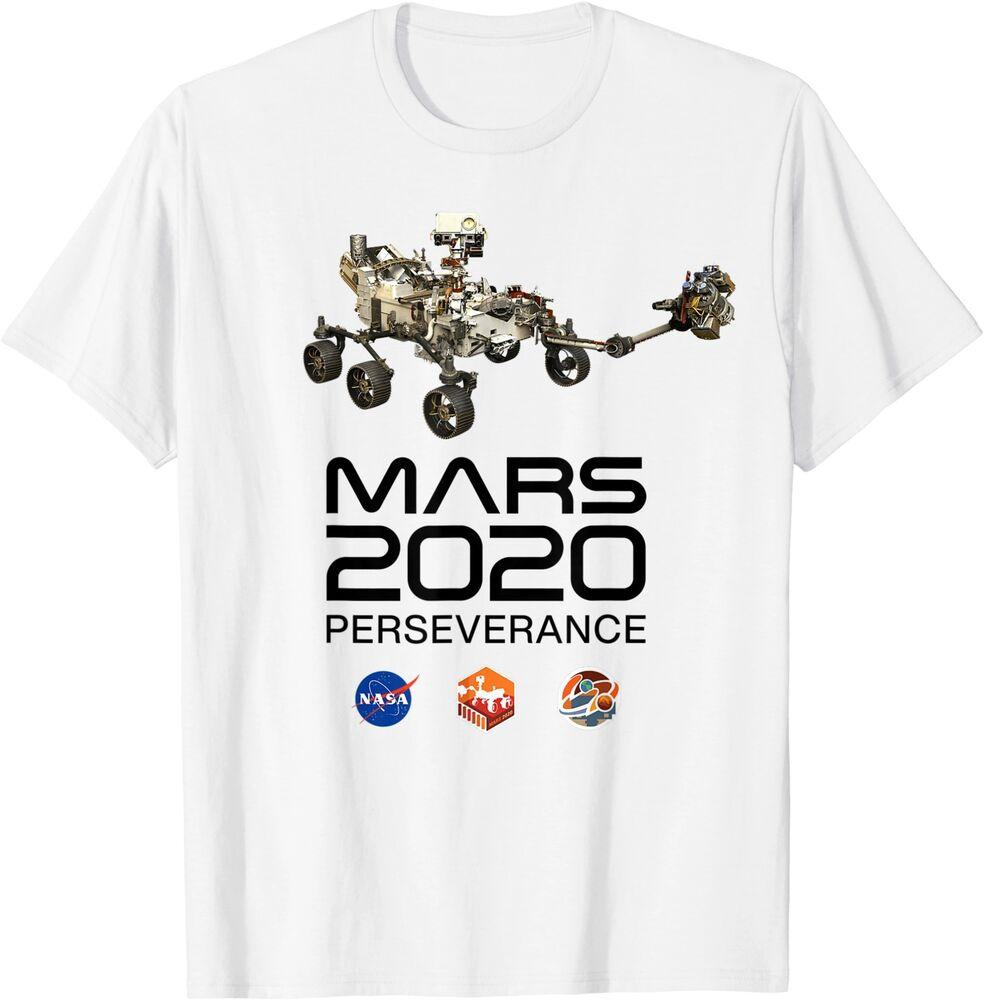 

Mars 2020 Perseverance Rover Mission Patch Logo Jpl Insignia T-Shirt White