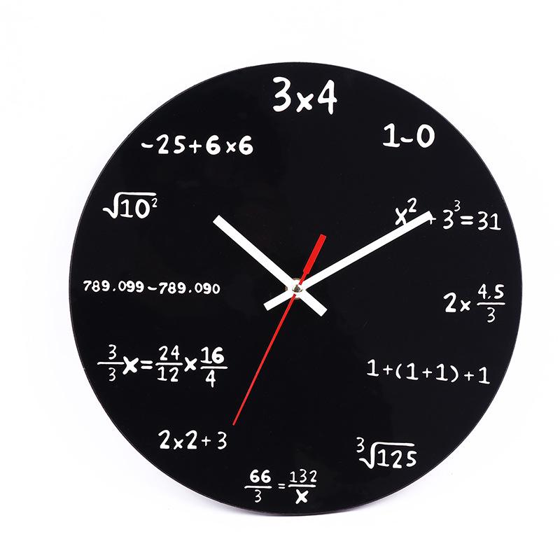 

Simplistic European Wooden Wall Clock with Digital Math Function Design - Silent Movement
