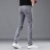 Summer thin smoke gray jeans men's slim straight trendy brand men's elastic pants versatile casual long pants