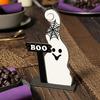 Cute Ghost Wooden Table Sign, Rustic Halloween Tiered Tray Centerpiece, Small White Ghost Sign for Party, Home, Shelf Decor