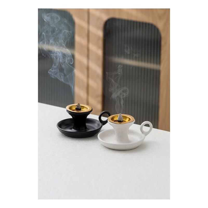 Ceramics Incenses Holder,Cone Incenses Burners with Handle,Ashes Catcher,Aromatherapys Ornament Home Office Decorations