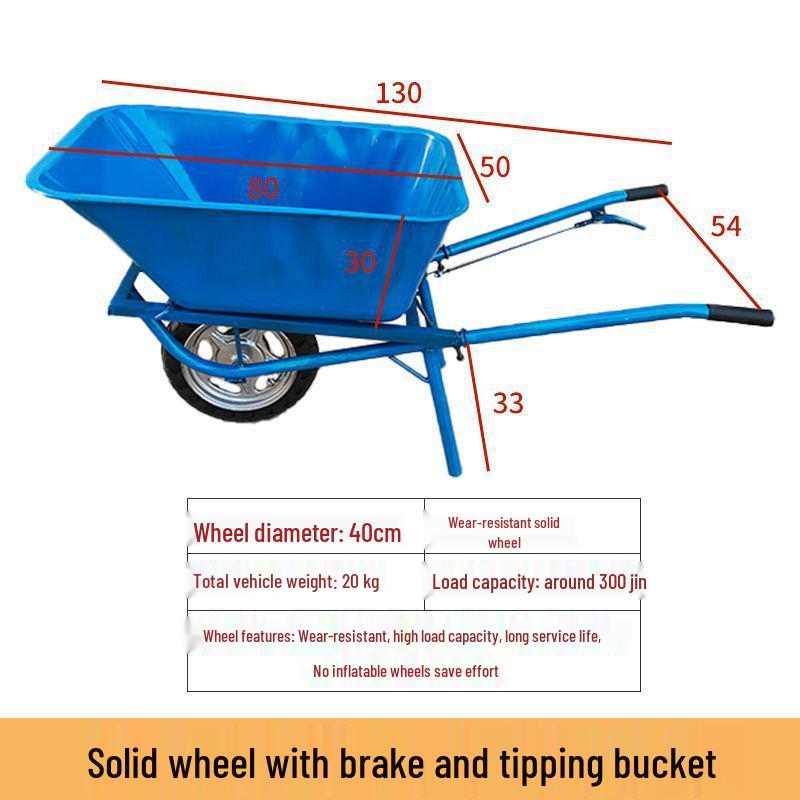 Dual-Wheel Agricultural Wheelbarrow - Small Handcart for Orchard, Construction, or Goods Transport
