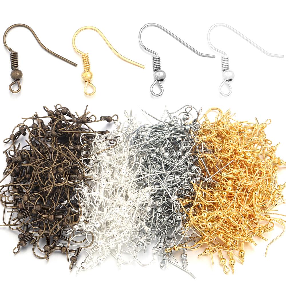 100-200pcs Iron Earring Hooks DIY Earring Findings Earrings Clasps Ear Hooks Earring Wires For Jewelry Making Supplies Wholesale