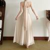 2026 European and American style spring new women's clothing solid color slim-fitting high-waisted fashion neck backless sleeveless dress