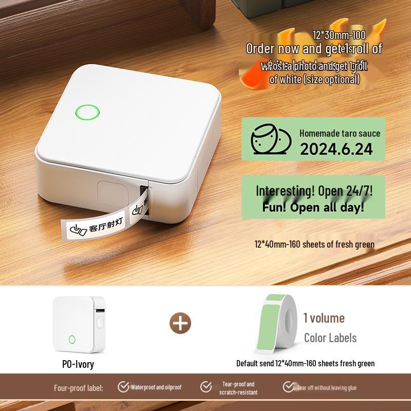 2P80 Portable Bluetooth Label Printer: Handheld, Self-Adhesive, Transparent Stickers