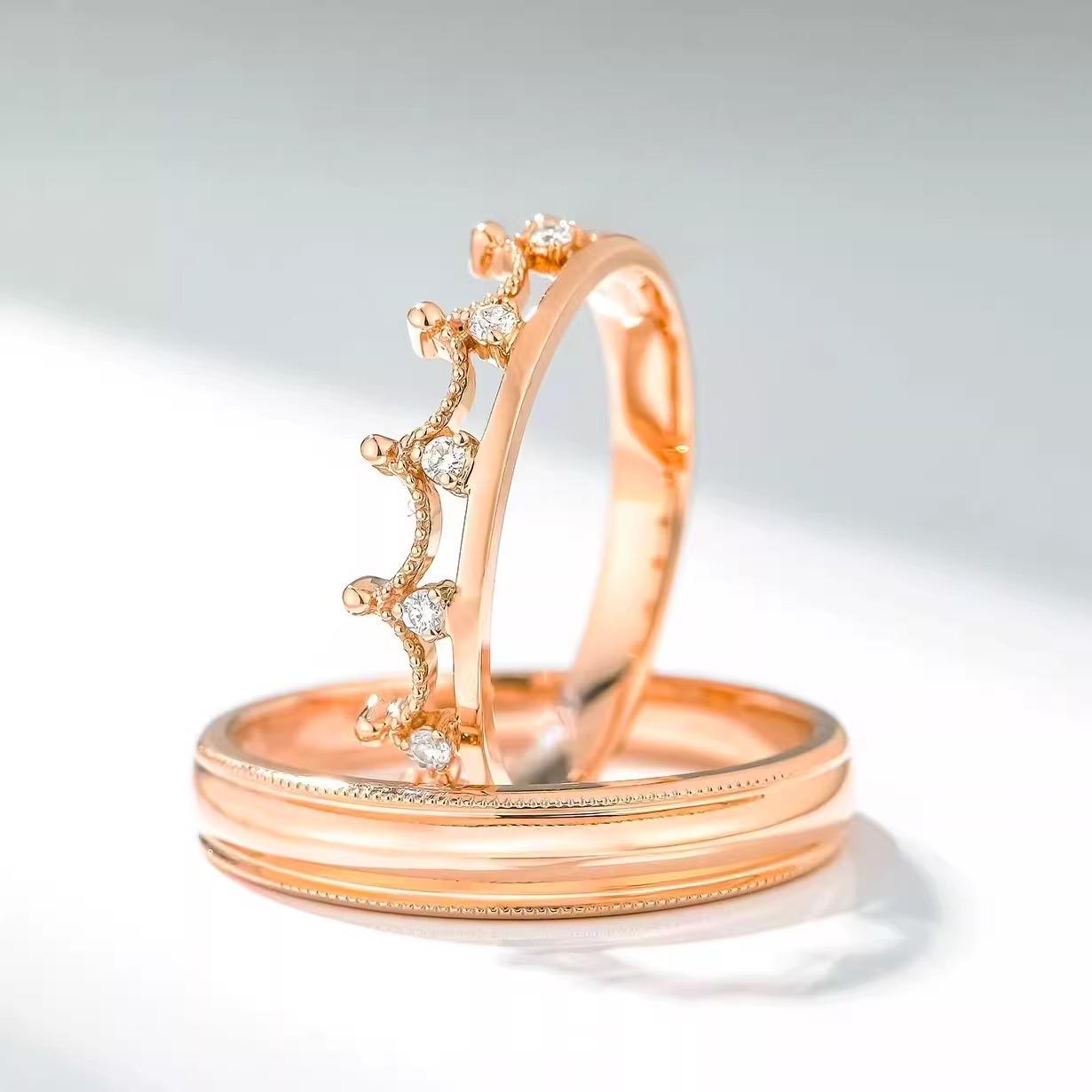 

Кольца для пары «Корона принцессы» из розового золота 18 карат - Роскошное не тускнеющее гладкое кольцо One Size