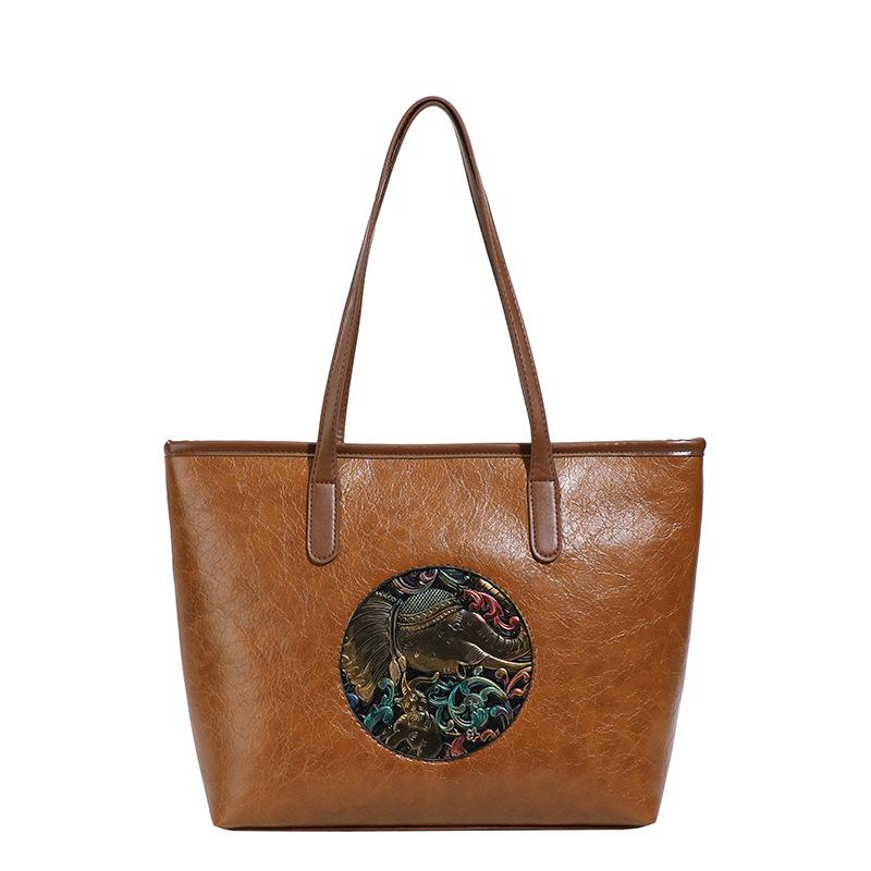 Handbag - Ethnic Style Tote Bag - Retro Large Capacity Commuter Shoulder Bag