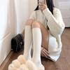 Autumn And Winter Women's Knitted Socks Solid Color Vertical Bar Warm Knee Length Socks Harajuku Fashion Lolita Socks