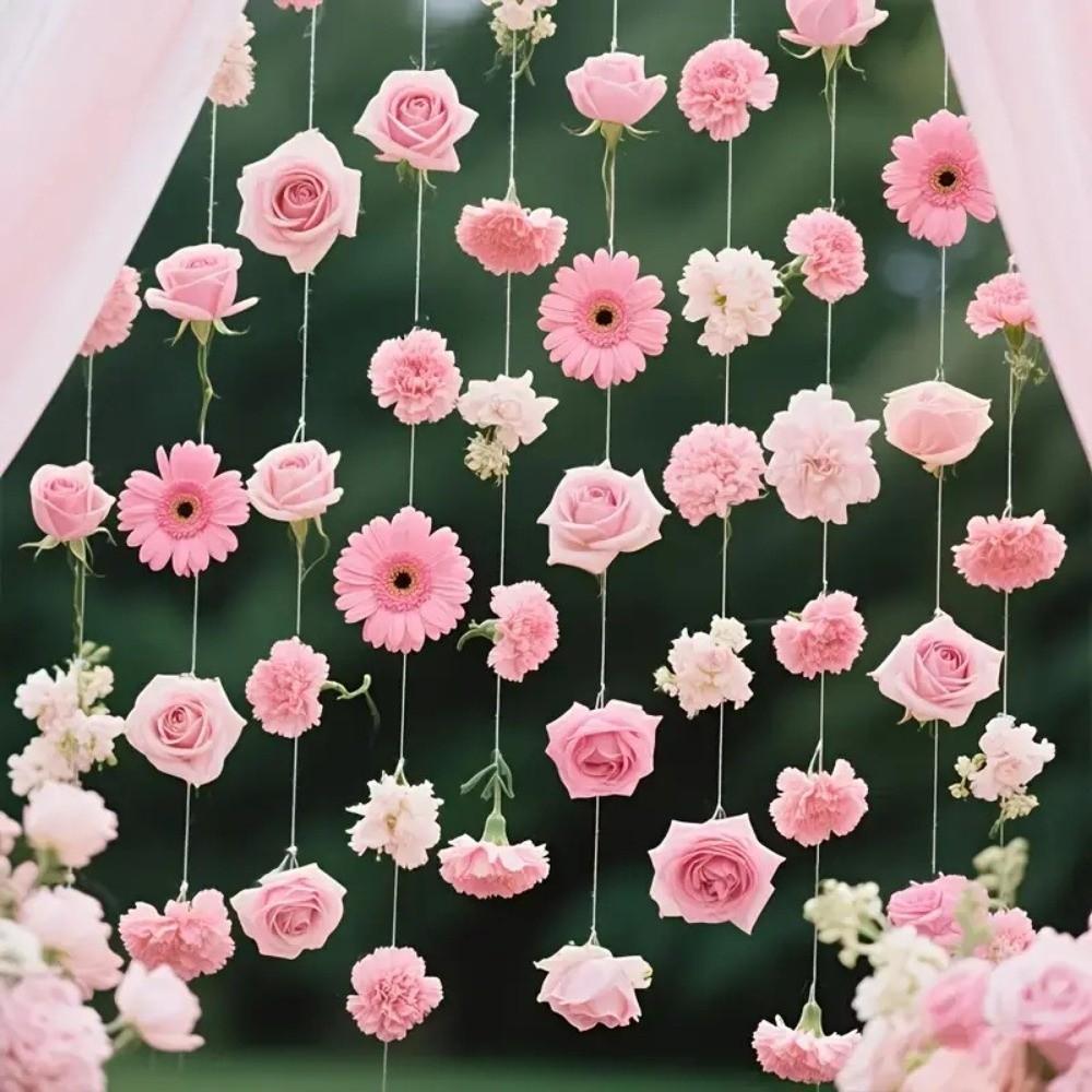 Bohemian Style Artificial Floating Flower Curtain Simulated Flower Flower Backdrop Petal Rain Waterfall Vibrant Colors
