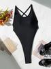 European & American Style Solid Color Backless Sexy One-Piece Bikini Swimwear