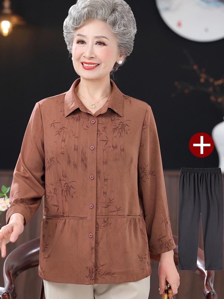 Jedwabna Bluzka Wiosenno-Jesienna 2025 dla Kobiet w Średnim i Starszym Wieku