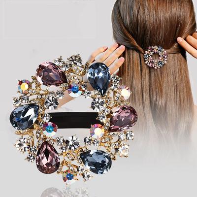 Fashion Women Temperament Rhinestone Hair Clip Color Crystal Hairpin Casual Hair Accessory Party Gift