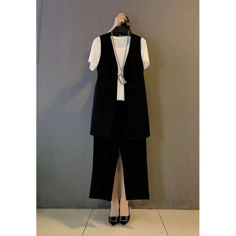 

Свободный и простой универсальный брючный костюм-тройка Весенне-летний жилет White 2XL