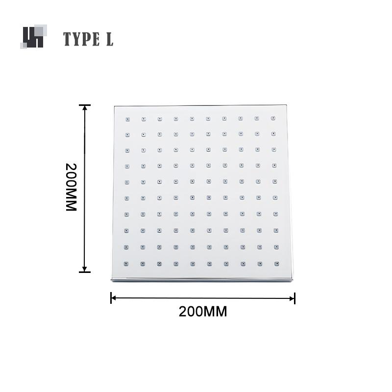 8/10/12 Inch Rainfall Shower Head Round Square ABS Rain Shower Head Pressurized Big Overhead Shower Black Chrome Gold Grey