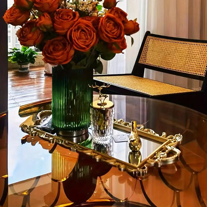 1 buc oglindă tavă bijuterii depozitare oglindă suport acasă decorare aurie tavă de depozitare fotografie ornamente 47.5x23x2.5cm