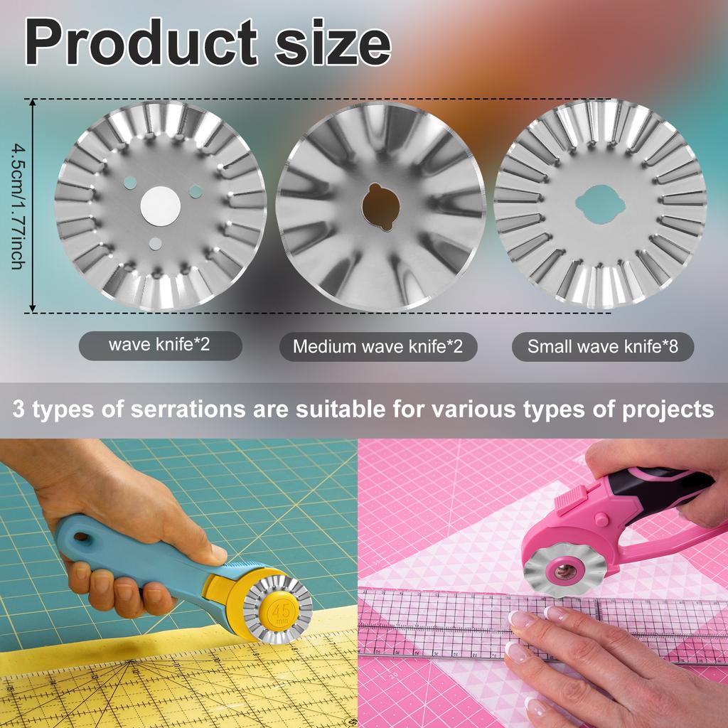 Cutter Blades Portable Wave Rotary Blades Convenient Cutter Replacement Blades Versatile Crochet Edge Rotary Cutter Blades Solid