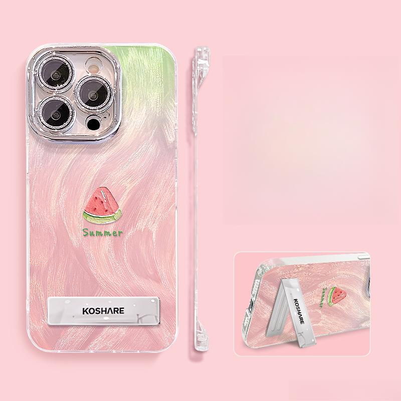 

Summer Watermelon Stand Suitable for Apple 13promax Mobile Phone Case 16 Fine Hole Feather Yarn 14 Frameless 15 Small Fresh iPhone XS Max