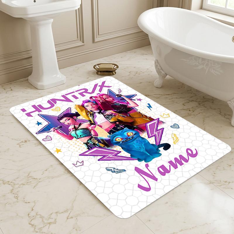 Personalized Name Huntrix Name Living Room Non-Slip Area Rug Soft Carpet for Bedroom Playroom Sofa Office Home Decor Doormat