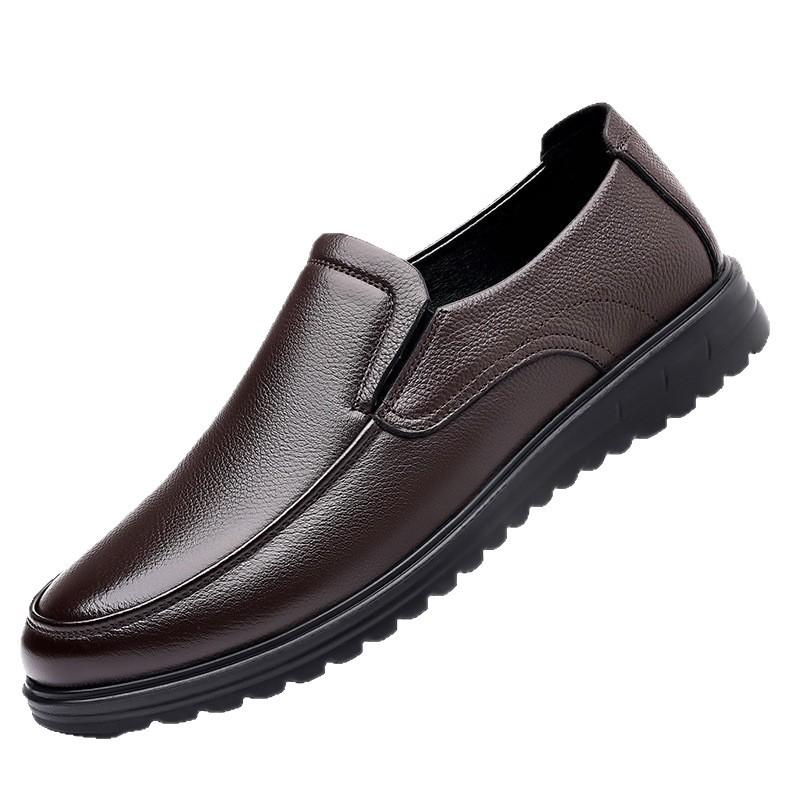 Men's Casual Leather Shoes Men's Genuine Leather Wear-resistant Soft Sole Soft Surface One-pedal Cowhide Shoes Doudou Shoes