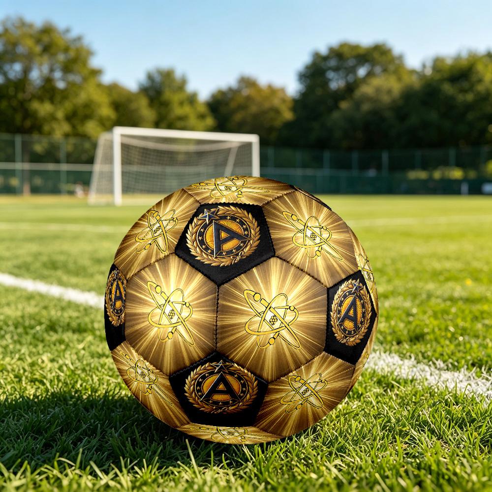 1PC Nuclear Energy Symbol Achievement Soccer Ball Size 5 Football Machine Sewn Indoor/Outdoor Universal Football Surprise Collection n78