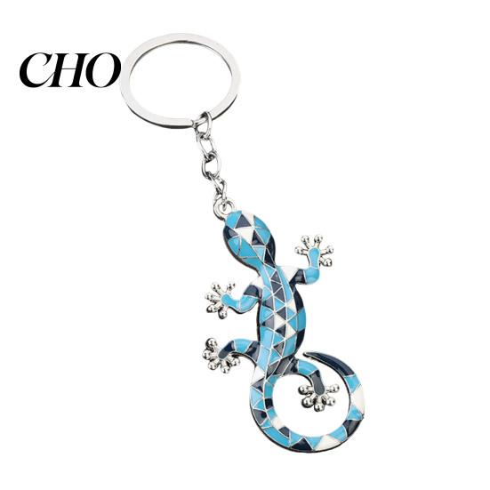 Schlüsselanhänger Anhänger Geometrisches Muster Imitation Gecko Design Zinklegierung Farbverlauf Strassstein Schlüsselkette Galvanisierter Halter Rucksack Auto Zubehör