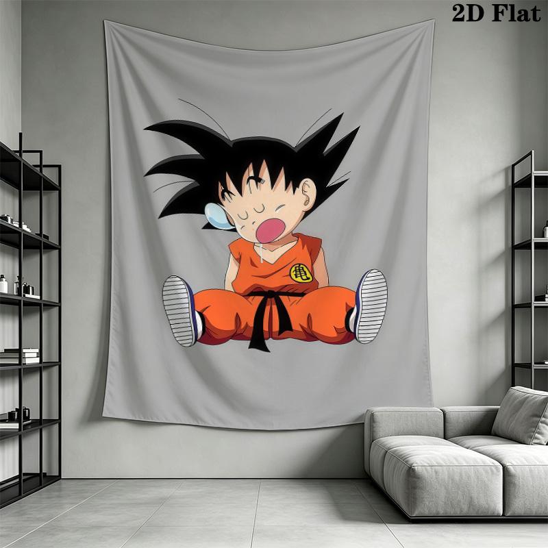 Cute Cartoon Son Goku Wall Tapestry Aesthetic Wall Hanging Printed Fabric Blanket Decorative Tapestries For Bedroom Living Room Home Decor