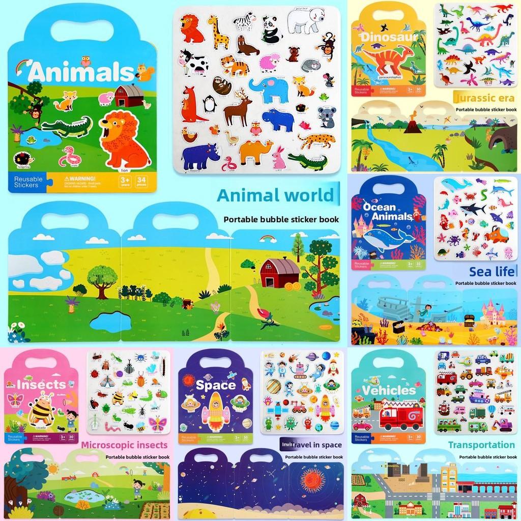 Developmental Kids Sticker Book Reusable Paper Bubble Stickers Creative Play