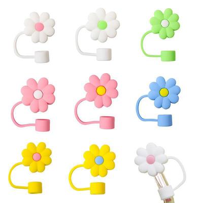 Straw Topper Drinking Straw Cover Cup Accessories Silicone Straw Tips Cover Reusable Dust-Proof For Walking Camping