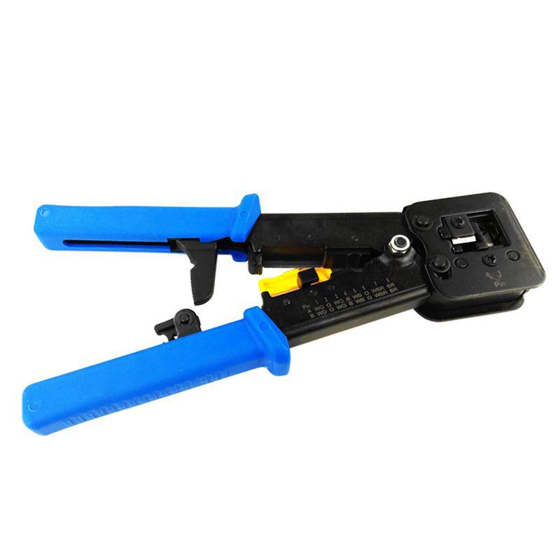 MANCOM 6P8P Crimping & Wire Stripping Pliers, EZ Multi-Color Through-Hole Crystal Head Network Cable Tool