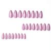 Stylish Pink & Purple Glitter Long Almond Nail Art Set - 24 Pieces