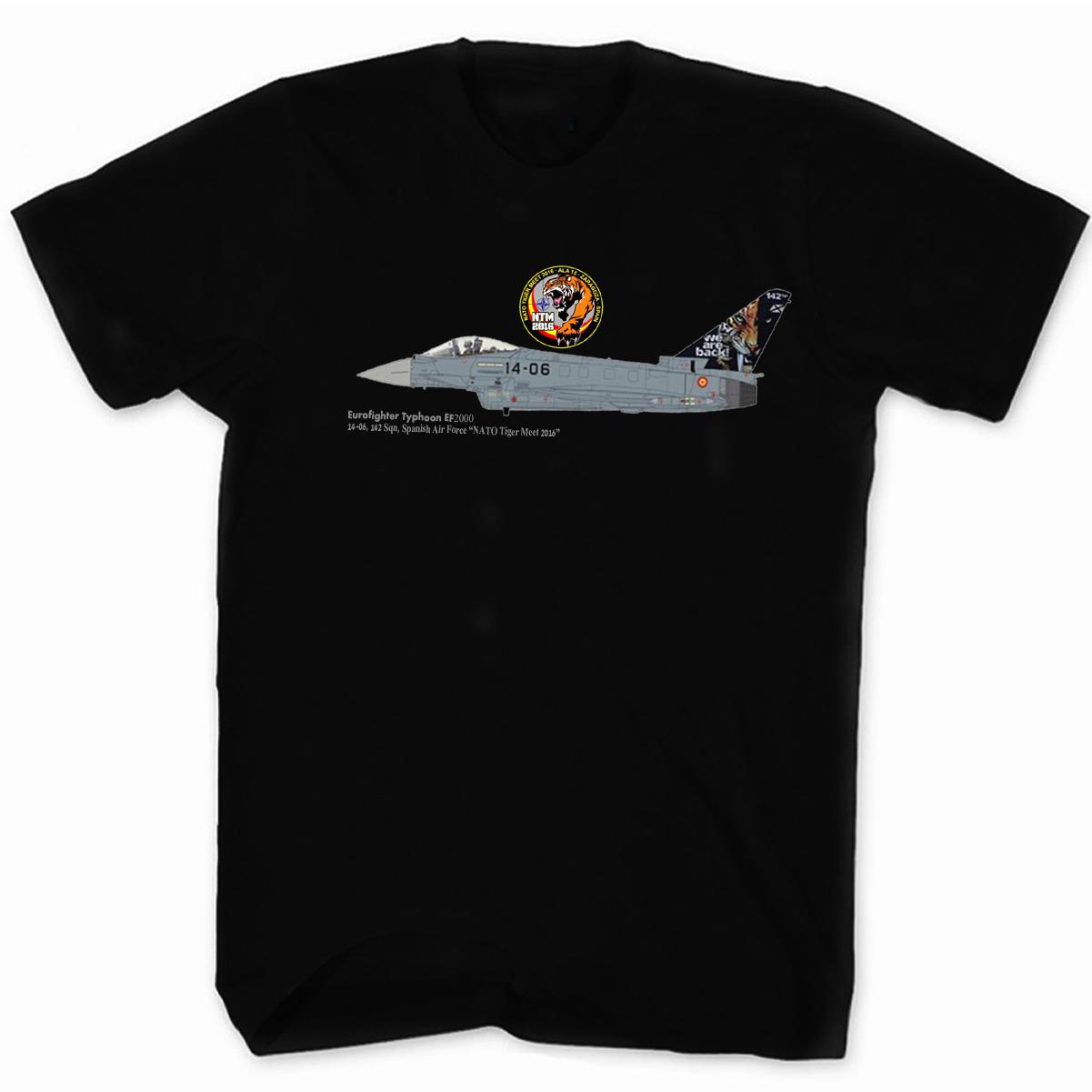

Tiger Meet Spanish Air Force Eurofighter Typhoon EF2000 Fighter T Shirt New 100% Cotton Short Sleeve O-Neck Casual Mens T-shi... S разноцветный