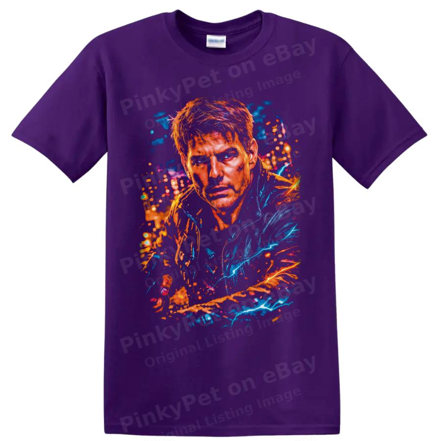 Pete Maverick Mitchell Top Gun Neon Portrait T Shirt Movie Fan Graphic Art Tee