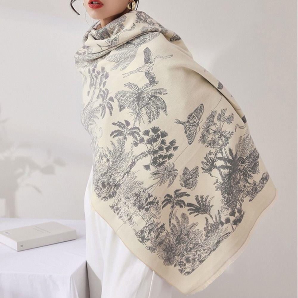 Large Imitation Cashmere Shawl Bohemia Double-sided Cape Ethnic Style Scarf  Travel Vacation