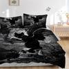 3pcs Moonlit Scene Black Cat Bedding Set, Including 1 Quilt Cover and 2 Pillow Shams, Without Filling, Soft and Comfortable Home Bedroom Fabric,